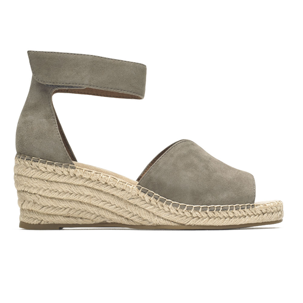 Rockport Singapore Womens Sandals - Marah Peep Toe Espadrille Grey - FA2947103